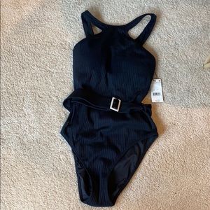 NWT Polo Ribbed High Neck Belted Mio One-Piece